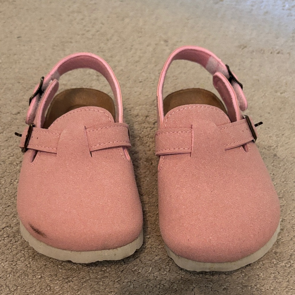 Kids Pink Suede Slingback Shoes